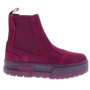 PUMA MAYZE CHELSEA CURTAIN CALL WOMENS RED SUEDE CHELSEA BOOTS NEW